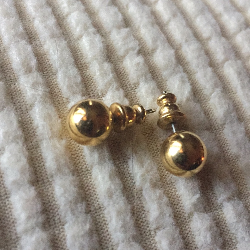 Earrings, Gold Tone Ball
